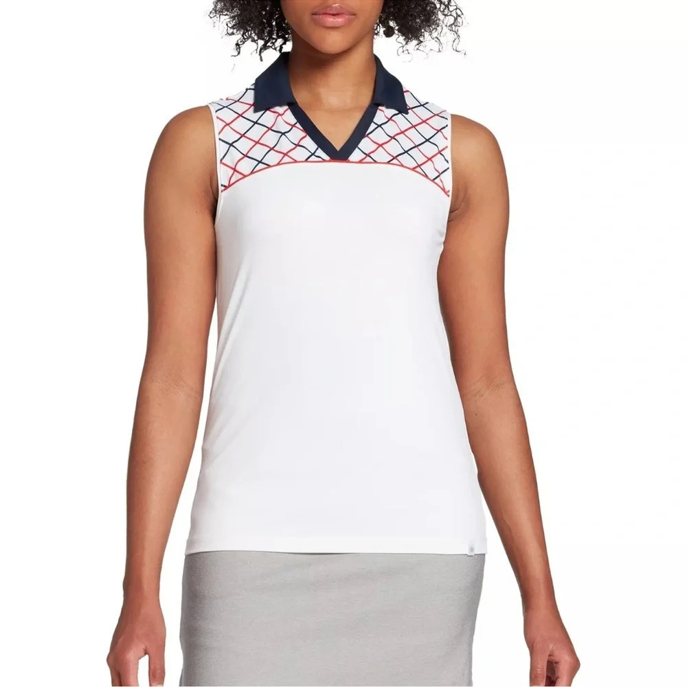 Lady Hagen Sleeveless Golf Polo Windowpane Plaid Size XS